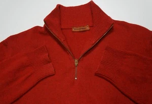 Mens OSVALDO BRUNI BASIC Wool Blend Jumper Zip Neck Pullover Red Size L - Picture 1 of 12