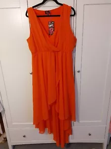 TG Size 20 Orange Sleeveless Dress Asymmetric Hem Long Back Short At Front NEW - Picture 1 of 3
