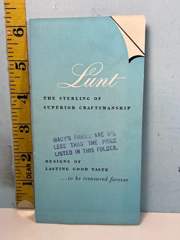 1950 Lunt Sterling Flatware Patterns Macy's Herald Square Brochure Cover