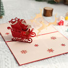 3D Christmas Cards Handcraft Engraved Deer Cart 3D Popup Greeting Card Gift New