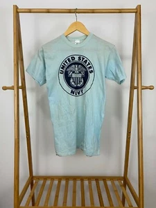 Vintage 80s Sportswear United States Navy Thin 50/50 Blue T-Shirt Size L USA - Bild 1 von 7