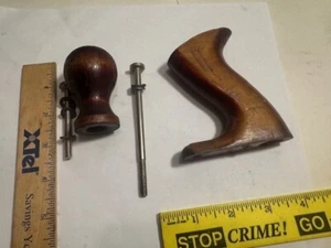 MADE USA - VINTAGE WOOD PLANE HARDWOOD HANDLE & KNOB WITH SCREWS - Picture 1 of 9