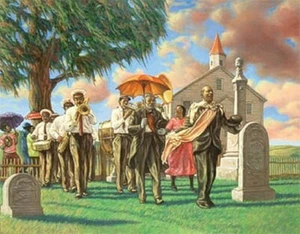 AFRICAN AMERICAN ART PRINT - FUNERAL 24X36 POSTER - Bild 1 von 1