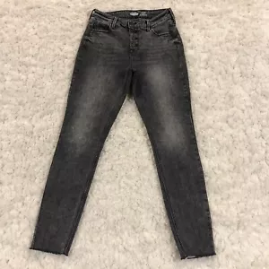 Old Navy Rockstar Super Skinny Jeans Black High Rise Button Fly Raw Hem Womens 2 - Picture 1 of 9