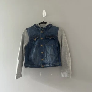 ModCloth Fervour Hooded Denim Jacket Button Up Cropped Casual Size Medium - Picture 1 of 6