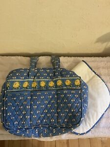 VERA BRADLEY VINTAGE BLUE YELLOW FLORAL BEES Diaper Bag With Changing Pad