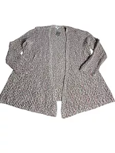 NWT J.Jill Cardigan Sweater Red White Black Open Cable Knit Long Sleeve #Q12-5 - Picture 1 of 9