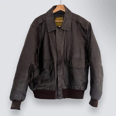 Chaqueta de Vuelo Knox Armory Alpha Industries Para Hombres XL Cuero Marrón Bombardero USAF Foto 1 de 4