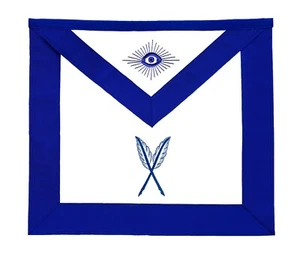 MASONIC BLUE LODGE OFFICER APRON HAND EMBROIDERED - SECRETARY - Picture 1 of 3