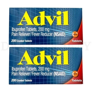 Advil Pain Reliever/Fever Reducer Coated Gel Caplet 200 Count Each Lot of 2 - Picture 1 of 4