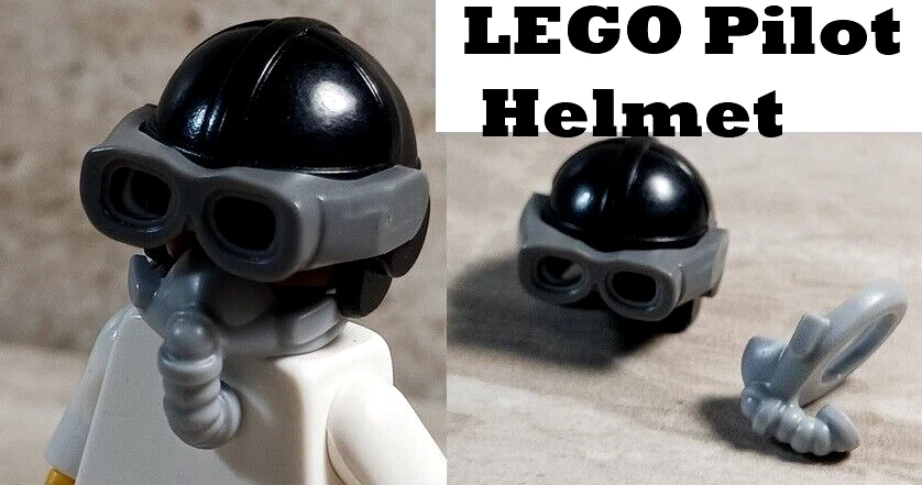 LEGO Casco de Piloto Tubo de Respiración Aparato Gafas NEGRO Cuero Texturizado Sombrero Foto 1 de 1