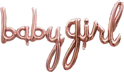 Bebé Niña Globo Oro Rosa para Decoraciones Baby Shower Escritura a Mano Estilo Lámina Foto 1 de 4