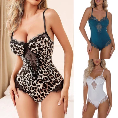 Lace Eyelash Corset Bodysuit for Women Sexy Teddy Lingerie Babydoll One-Piece - Image 1 of 4