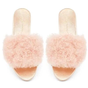 Loeffler Randall Domino Piel de Oveja Deslizantes Planas Rosa/Oro Rosa Talla- 8B - Imagen 1 de 8