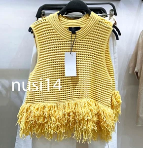 ZARA NEW WOMAN FRINGED CHECKERED KNIT TOP YELLOW S-XL 4331/027/300 - Picture 1 of 4