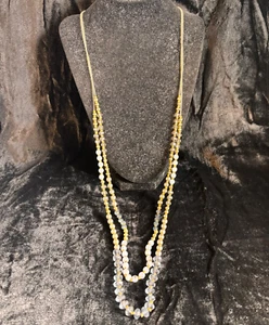 LOFT ANN TAYLOR necklace glass goldtone silvertone metal beads vintage style - Picture 1 of 3