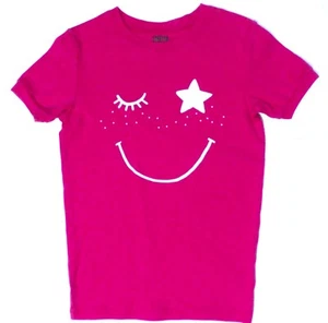 SPOTTED ZEBRA Girl's Pink Graphic Top Blouse, Tee Size XL (12) Wear Snug-Fitting - Picture 1 of 5