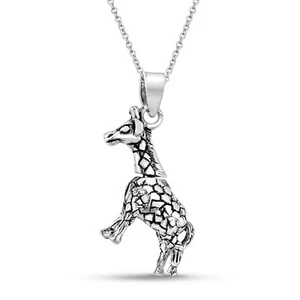 Collar único móvil 3D jirafa safari plata de ley - Imagen 1 de 6