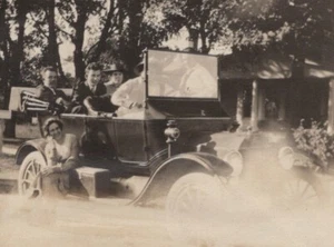 1916 Vintage Car Filled with Group of Friends Driving Road Car Trip Essex NY - Picture 1 of 3