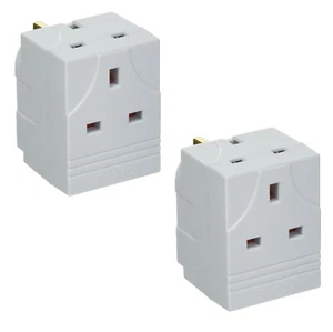 2x Multi Purpose 2 Way Gang Block Socket Splitter Mains Wall Adaptor UK Plug - Picture 1 of 11