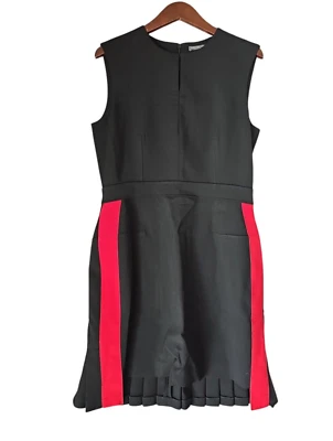 Vestido Vaina ALEXANDER MCQUEEN Sin Mangas Negro con Rayas Rojas Bloques de Color 46 TP01 Foto 1 de 4