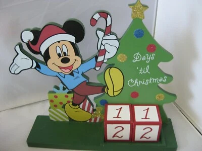 Disney Mickey Mouse Cuenta Regresiva para Calendario de Navidad Mesa Madera Poco Uso Foto 1 de 4