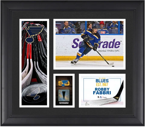 Robby Fabbri St. Louis Blues Framed 15x17 Collage w/a Piece of GU Puck Cover