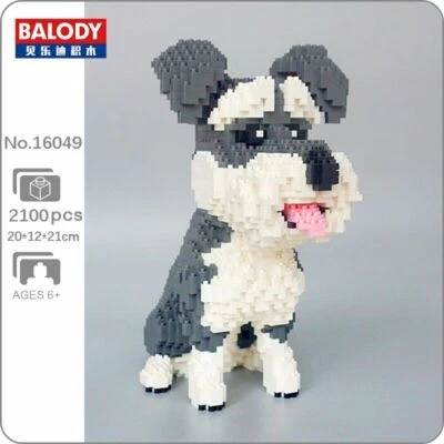 Grey Schnauzer Dog Sit Pet 3D Model DIY Mini Diamond Blocks Bricks Building Toys - Image 1 of 4