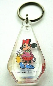Portachiavi vintage Walt Disney Productions Minnie Mouse plastica trasparente anni 70 nuovo - Foto 1 di 4