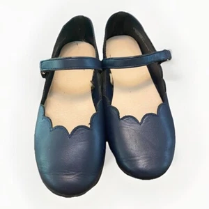 The Children's Place Navy Ballet Flats Scalloped Edges, Strap, Girl's size 1 - Picture 1 of 6