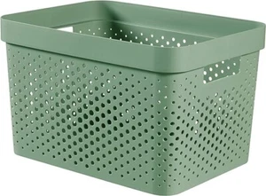 Curver Infinity Dots Box Plastic Storage Basket Kitchen Home Office 17L Green - Picture 1 of 3