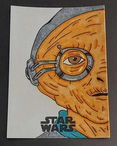 2017 Topps Star Wars: The Last Jedi Max Kanata Sketch Card By Bobby Blakey 1/1 - Picture 1 of 2