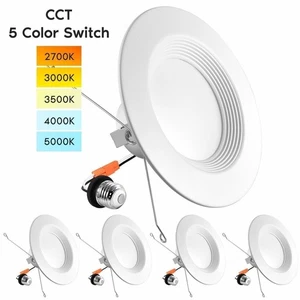 Luxrite 5/6 Inch LED Recessed Downlight 5 Color Options 2700K-5000K ETL 4-Pack - Picture 1 of 7