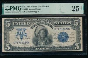 AC Fr 273 1899 $5 Silver Certificate PMG 25 EPQ CHIEF NOTE - Picture 1 of 2