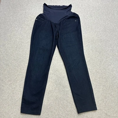 Pantalones de mezclilla de maternidad premium azul índigo WMNS L lavado oscuro pierna recta elásticos Foto 1 de 4