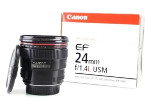 Canon EF 24mm F1.4 L USM Wide Angle Prime Lens EOS DSLR F&R Caps Boxed - Picture 1 of 16