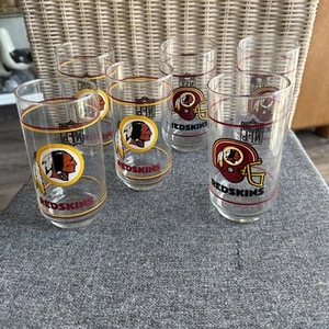 Washington Redskins Set Of (6) Glasses Libbey Tumbler Mobil Gas - Vintage - Picture 1 of 5