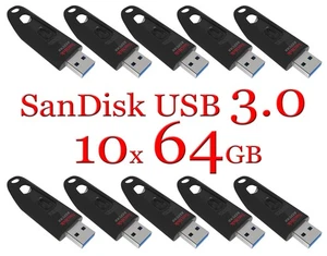 LOTTO 10x unità flash SanDisk 64GB ULTRA USB 3.0 SDCZ48-064G 64GB leggi 150 MB/s - Foto 1 di 12