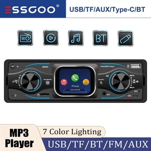Single 1 DIN Car Stereo FM MP3 Player TF USB AUX-IN Head Unit Radio Bluetooth - Picture 1 of 11