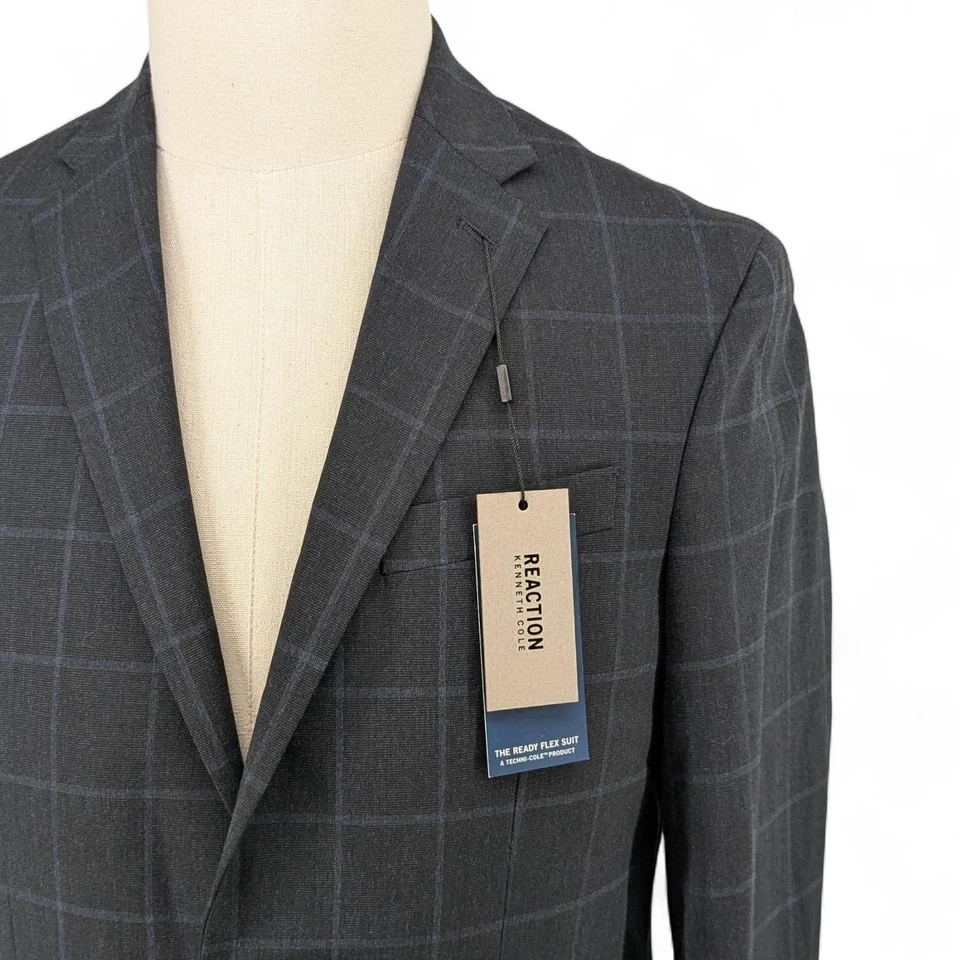 Kenneth Cole Hombre Techni-Cole Slim-Fit Elástico Traje Chaqueta Blazer Azul 38 R Foto 1 de 4