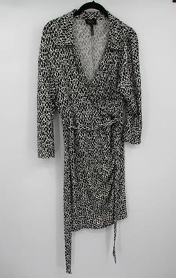 Vestido para mujer Laundry by Shelli Shegal 8 negro blanco vestido envolvente cuello en V elástico Foto 1 de 4