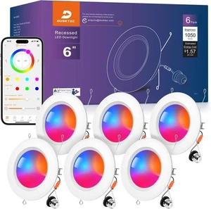 DUSKTEC Smart Recessed Lighting 6 Inch/LED 13W/Ceiling Lights 6 Pack - Picture 1 of 9