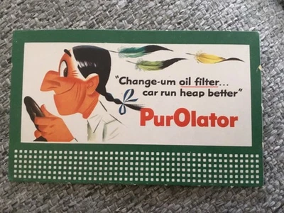 PurOlator Change-um oil filter car run heap better R.R. Billboard cardboard sign - Image 1 of 4