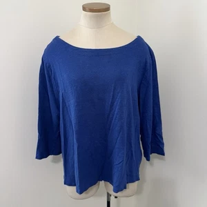 Top HABITAT Mujer XXL Azul 100% Lino Manga 3/4 Minimalista Lagenlook - Imagen 1 de 8
