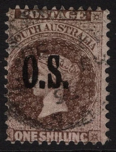 SOUTH AUSTRALIA 1/- MARRÓN QV "OS" SOBREIMPRESIÓN (ACSC 11) USADO FINO (A30707) - Imagen 1 de 1