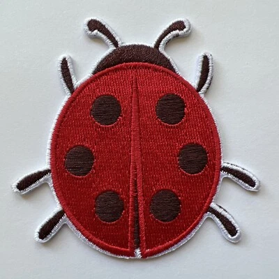 Ladybug Embroidered Iron-On Patch – 3.5 Inch Red and Black DIY Appliqué - Image 1 of 3