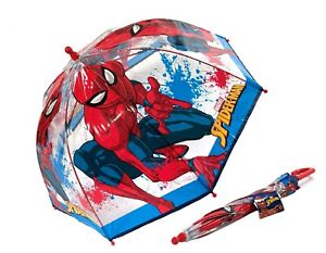 Marvel Spider-Man Kids Transparent Dome Umbrella Brolly School Travel Gift