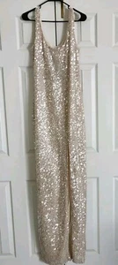 FASHION NOVA Tall Family Affair Sequin Dress Gold Size XL ? Formal Wedding Maxi - Picture 1 of 16