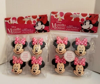 MINNIE MOUSE - DISNEY - 2 PAQUETES DE 4 - LLAVEROS/SQUISHIES - CUMPLEAÑOS - NUEVO Foto 1 de 2