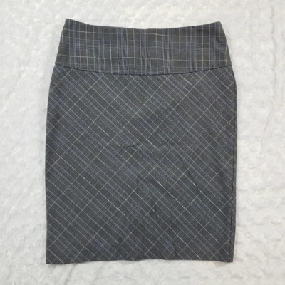 Vintage gray and blue plaid pencil skirt medium - Image 1 of 4